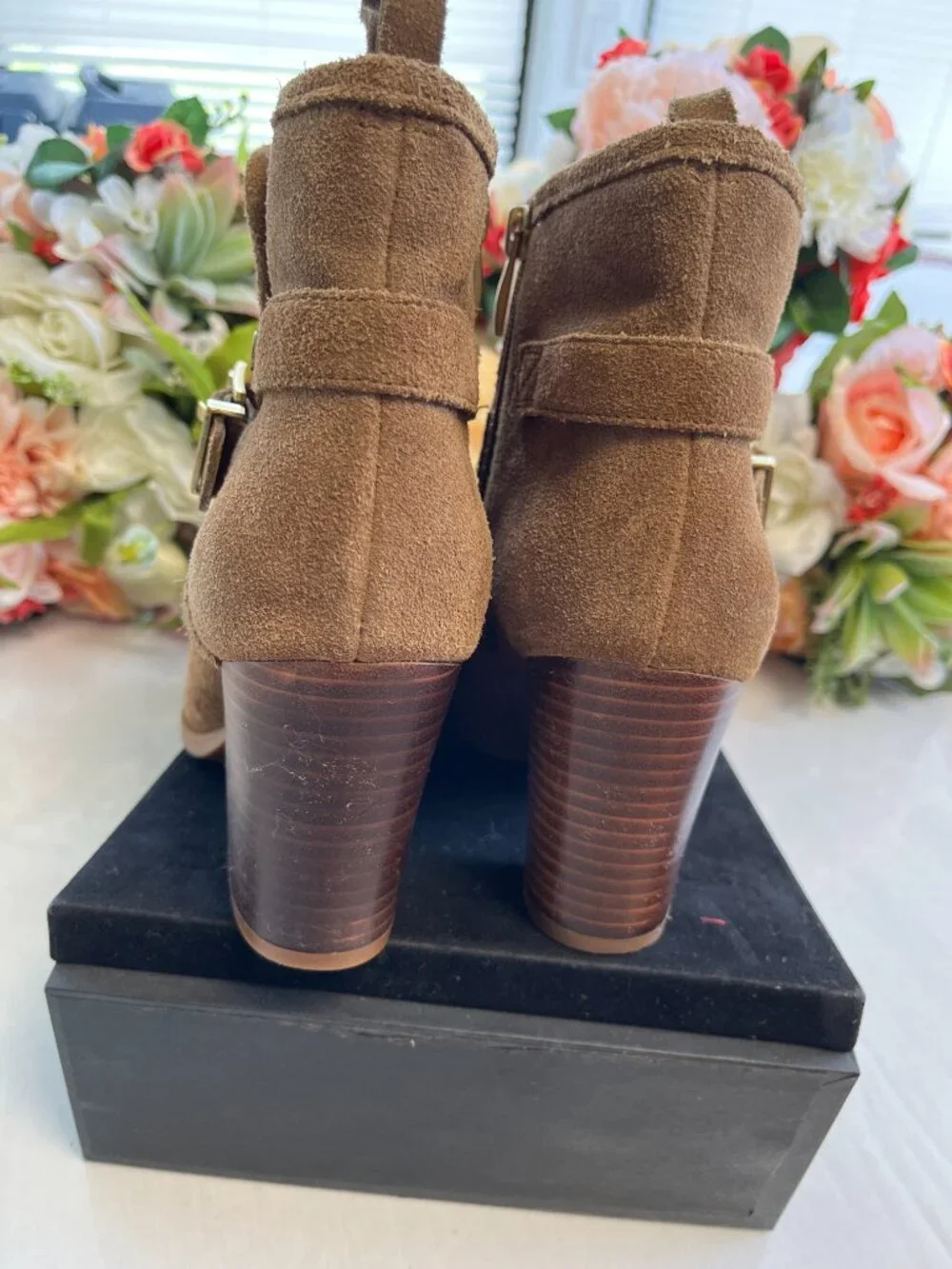 Franco Sarto Dorinda Suede Buckle Ankle Boots 8.5M
